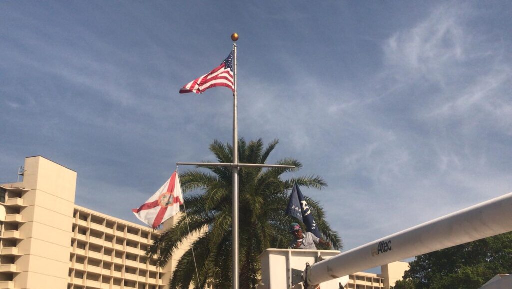 Flag pole installation